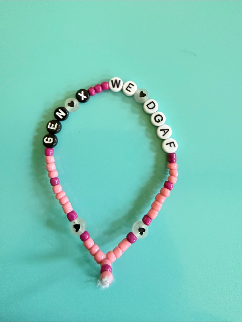 Handmade GenX We DGAF beaded Bracelet